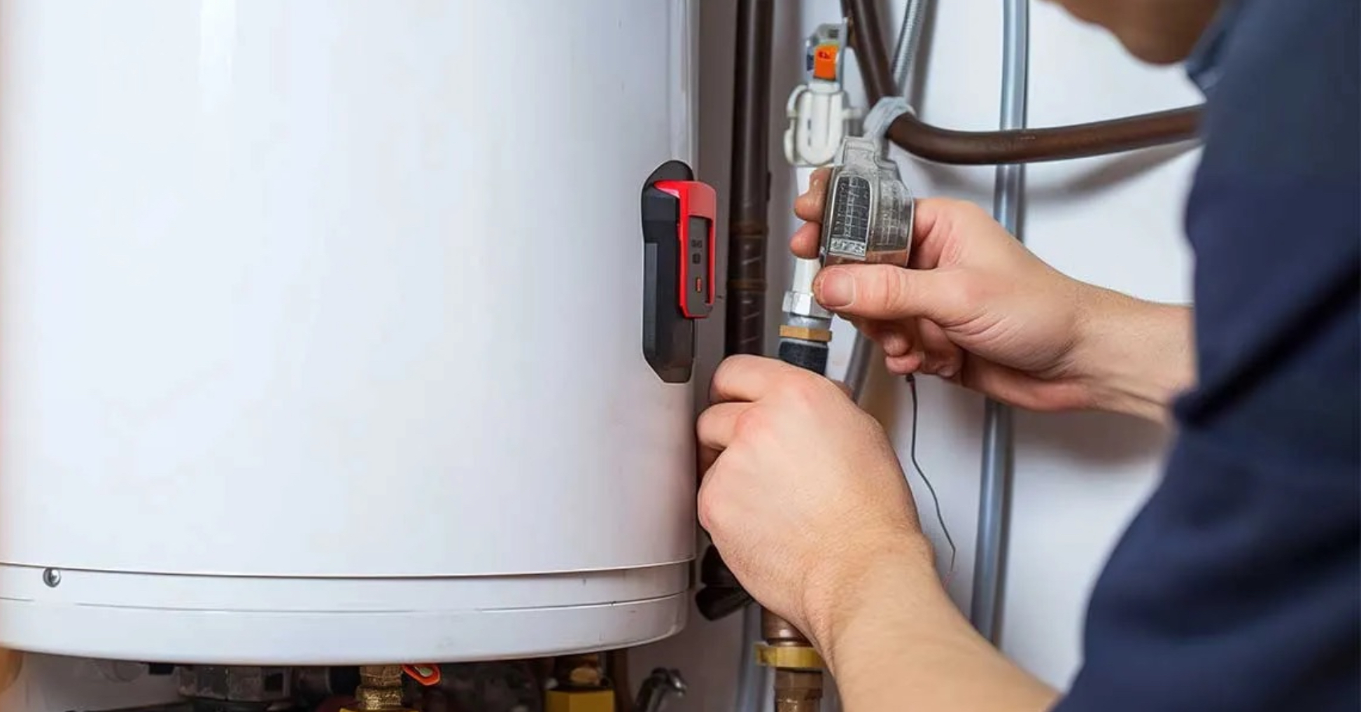 Image of man installing water heater